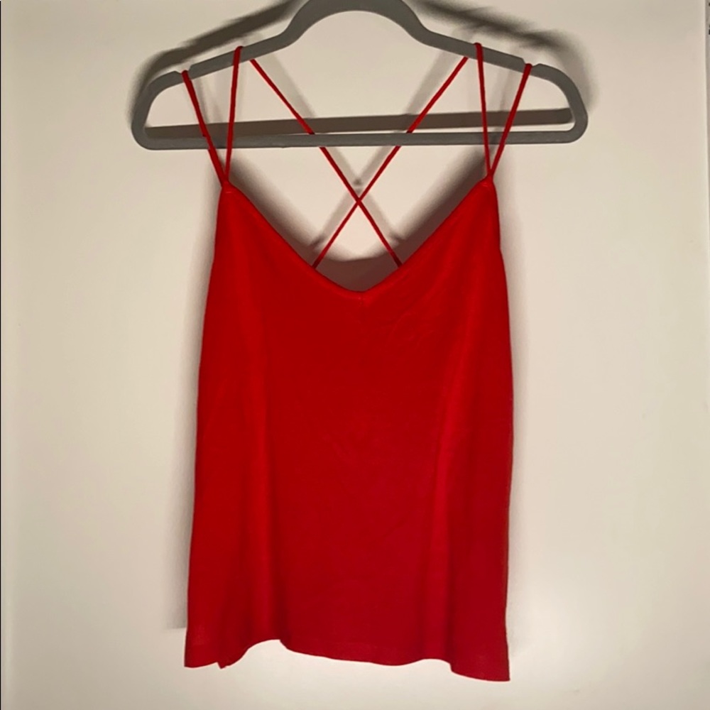 REDUCED! Discreet Red Crossover Strap Tank - Small